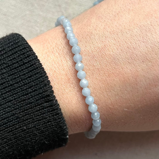 Angelite 4mm Facet Beaded Bracelet - Peaceful