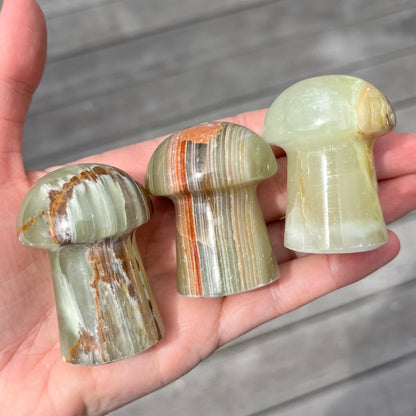 Green Onyx Small Mushroom Crystal - Heart Chakra, Confidence, Positivity