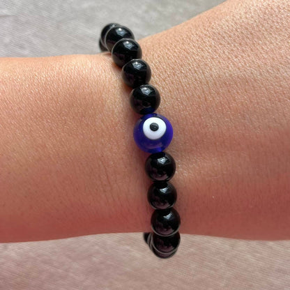 Protection Evil Eye Bracelet - Obsidian 8mm