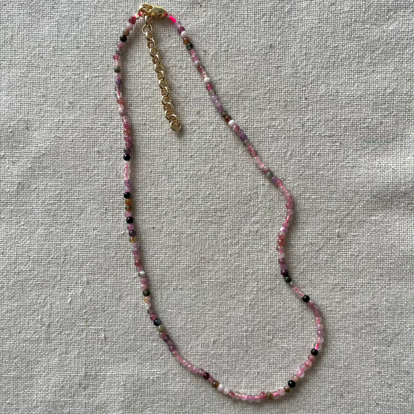 Rainbow Tourmaline 3mm Beaded Necklace - Alignment