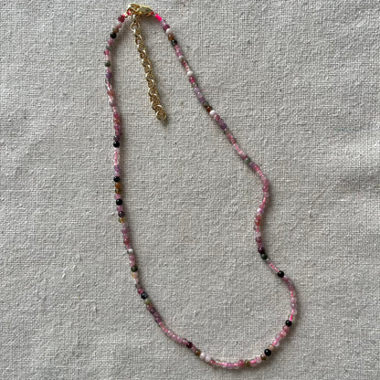 Rainbow Tourmaline 3mm Beaded Necklace - Alignment
