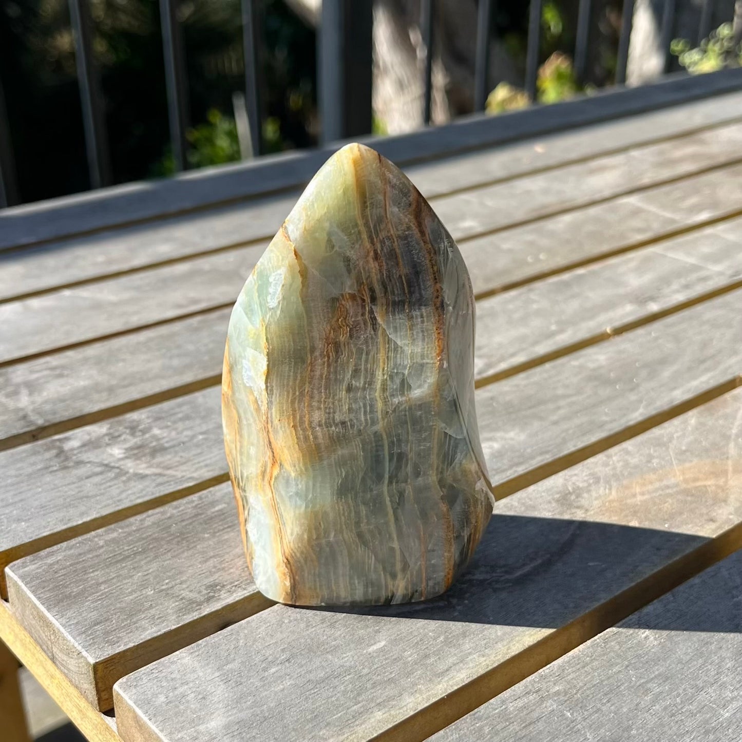 Blue Onyx Large Flame Crystal - Calm, Peace, Grounding