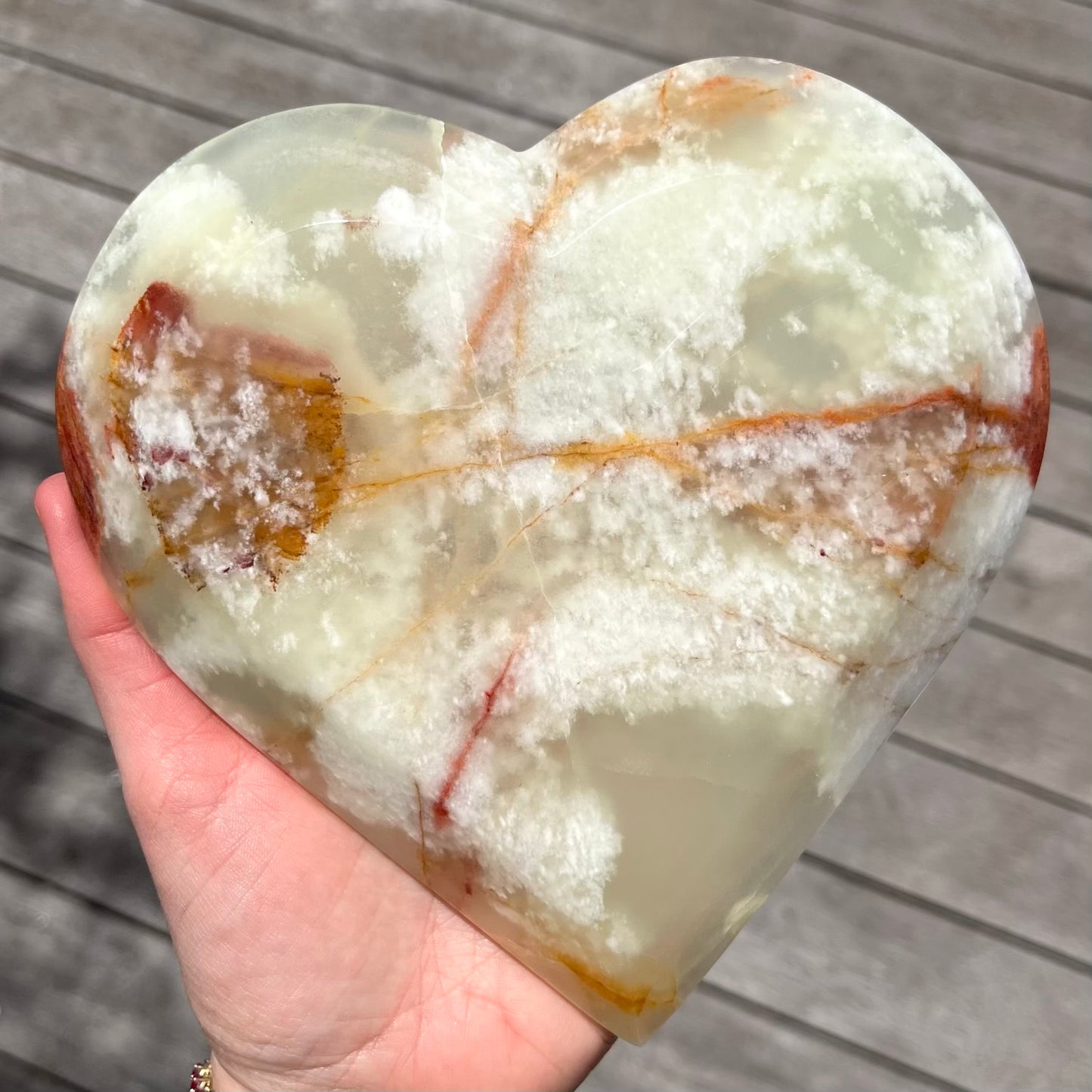 Green Onyx Large Heart Crystal Dish - Protection, Grounding, Strength