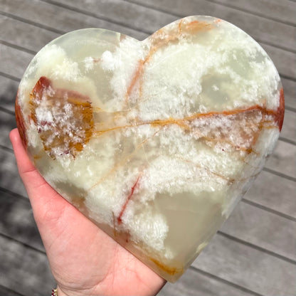 Green Onyx Large Heart Crystal Dish - Protection, Grounding, Strength