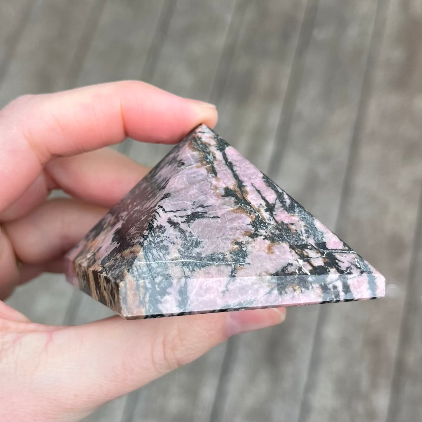 Rhodonite Medium Pyramid Crystal - Compassion, Love