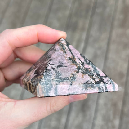 Rhodonite Medium Pyramid Crystal - Compassion, Love