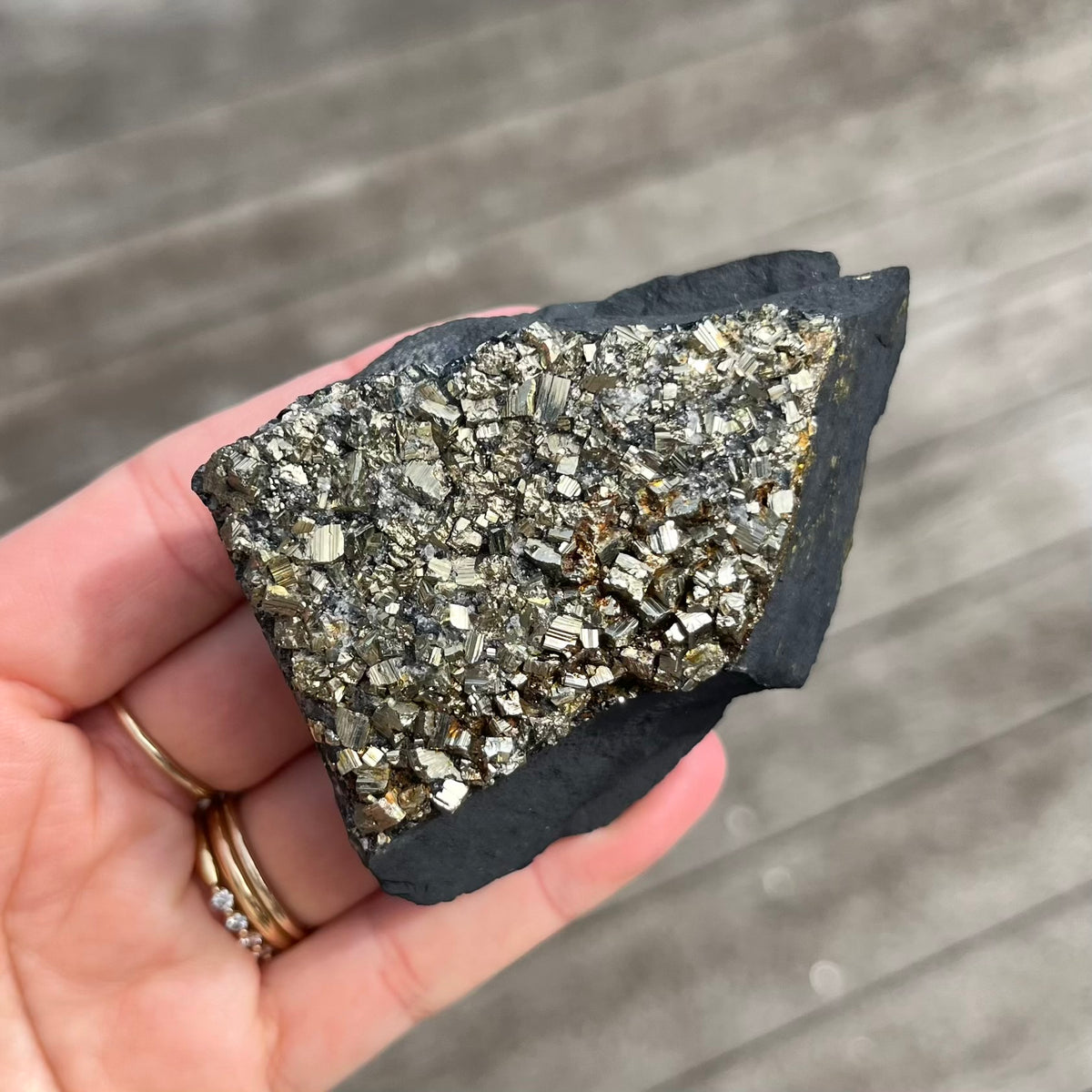 Pyrite on Shungite Raw Crystal - Abundance, Protection