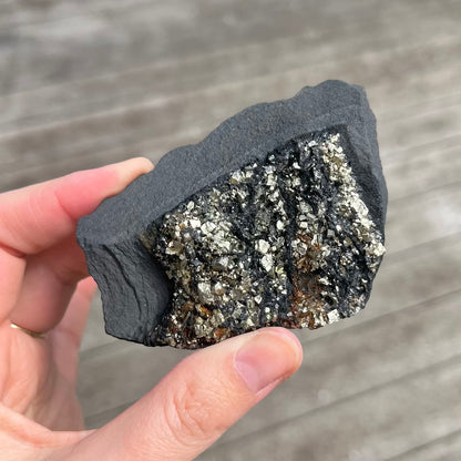 Pyrite on Shungite Raw Crystal - Abundance, Protection