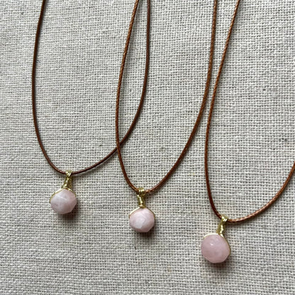 Mini Geo Pendant - Pink Morganite