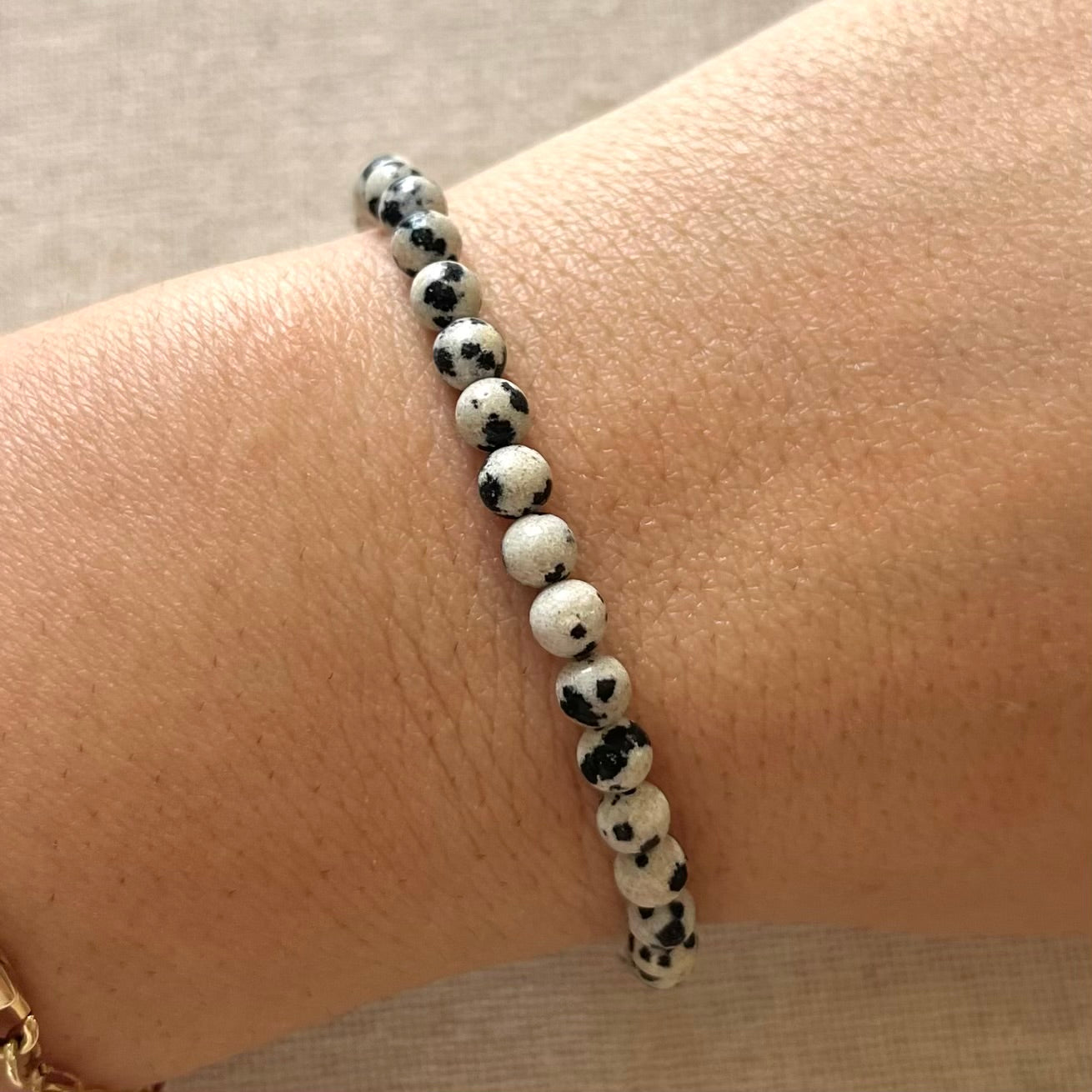 Dalmatian Jasper 4mm Beaded Bracelet - Playful