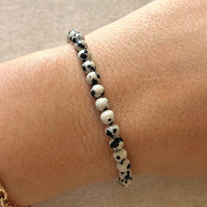 Dalmatian Jasper 4mm Beaded Bracelet - Playful