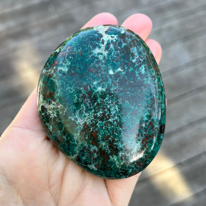 Chrysocolla Palm Stone Crystal - Emotional Healing, Inner Wisdom
