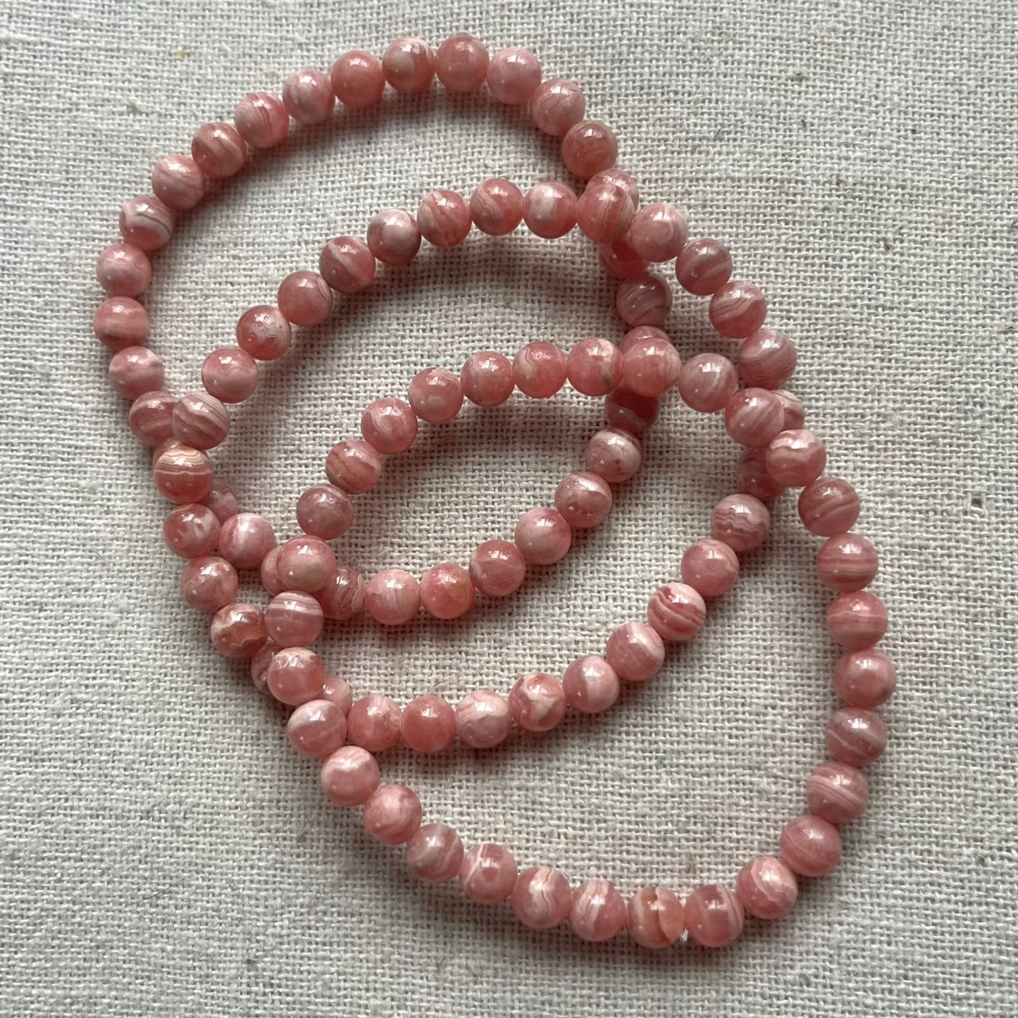 Argentinian Rhodochrosite 6mm Beaded Bracelet - Nurturing