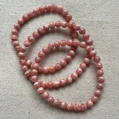 Argentinian Rhodochrosite 6mm Beaded Bracelet - Nurturing