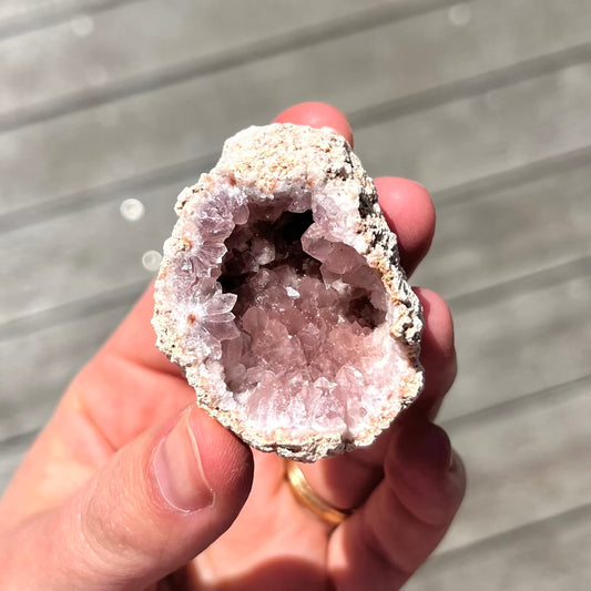 Pink Amethyst Small Geode Crystal - Calming, Protective, Heart-Centred
