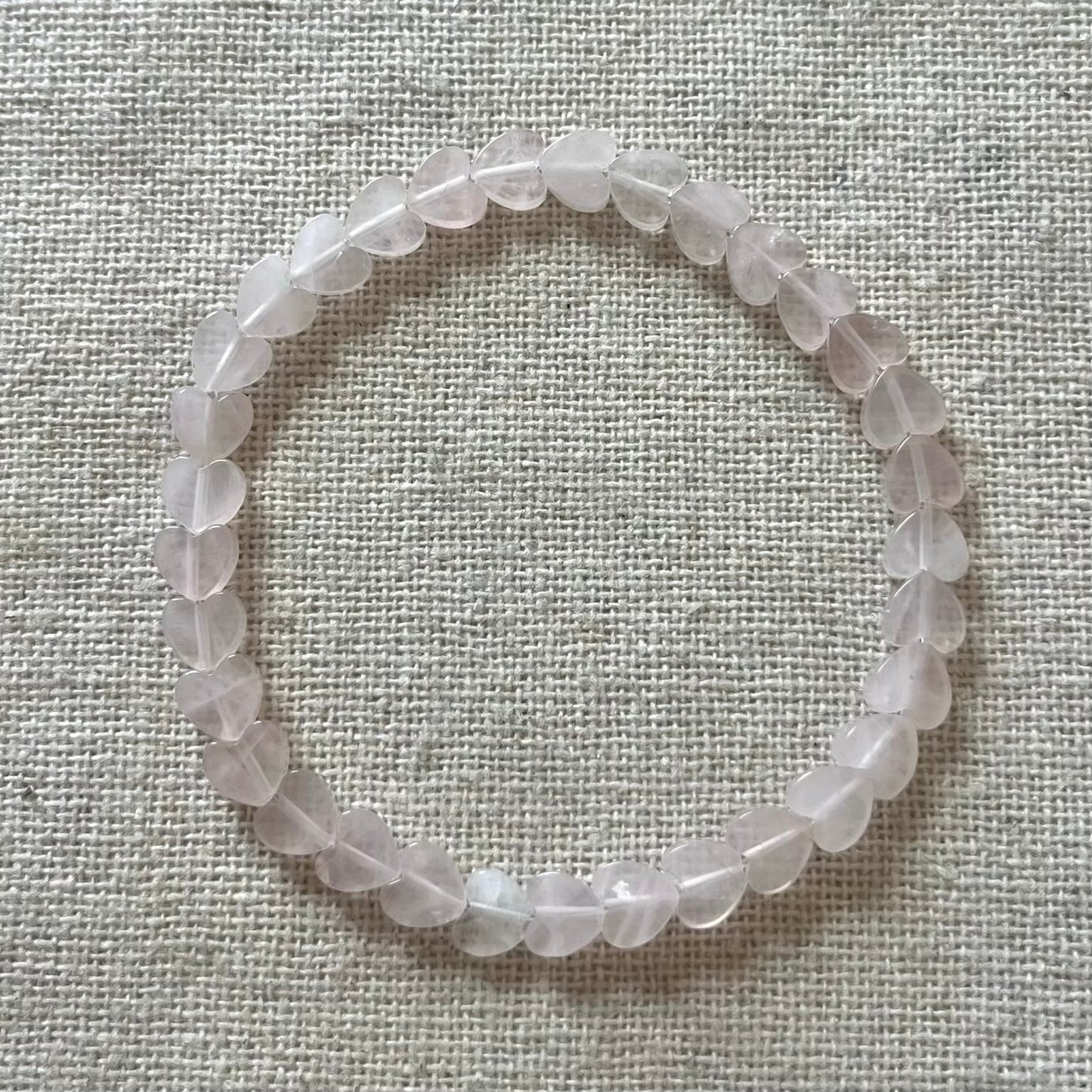 Rose Quartz Heart Beaded Bracelet - Love