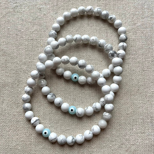 Protection Evil Eye Bracelet - Howlite 6mm