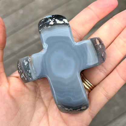 Agate Medium Cross Crystal - Grounding, Harmonising, Protective
