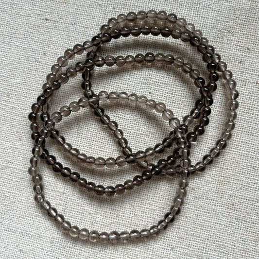 Smoky Quartz 4mm Beaded Bracelet - Grounding