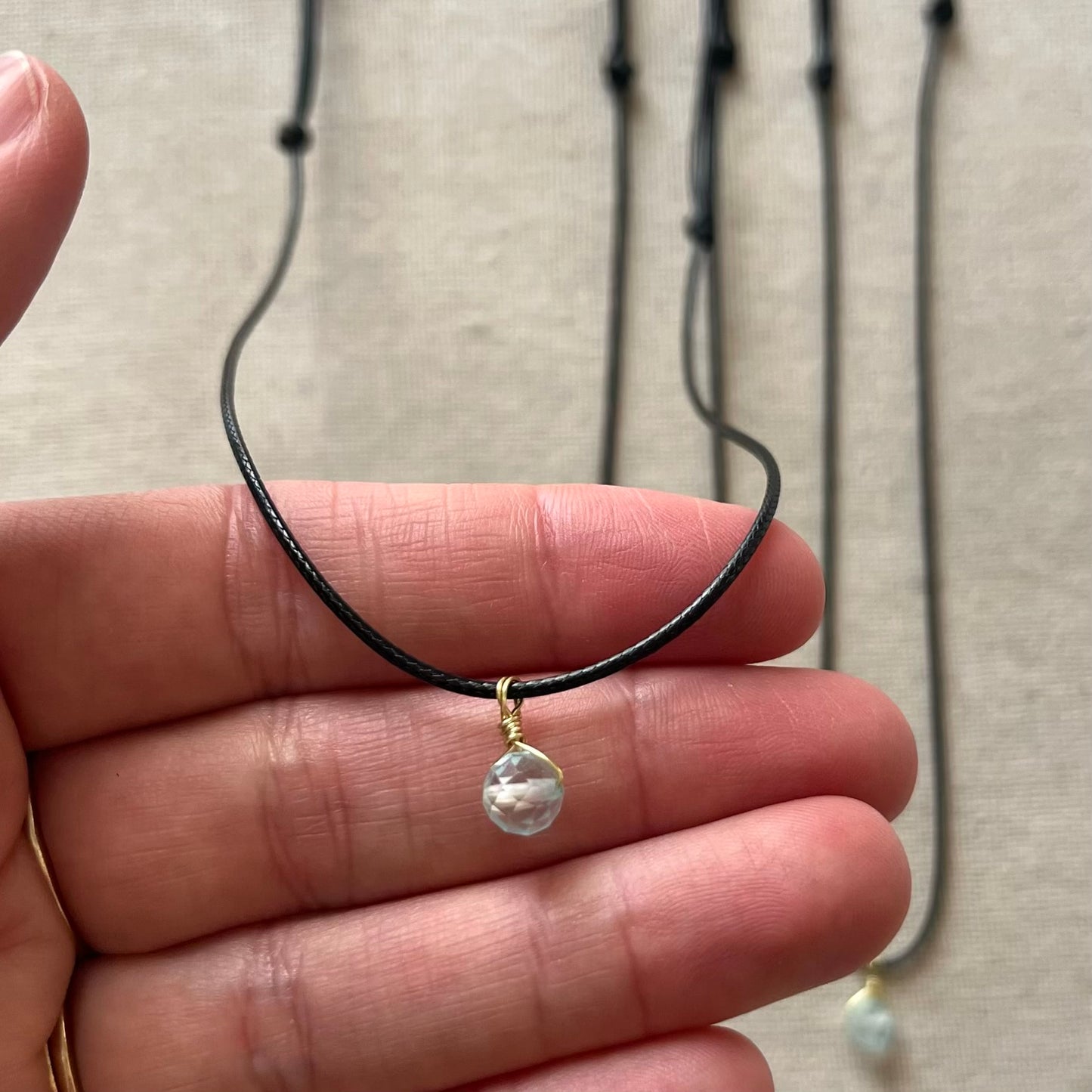 Mini Geo Pendant - Blue Topaz