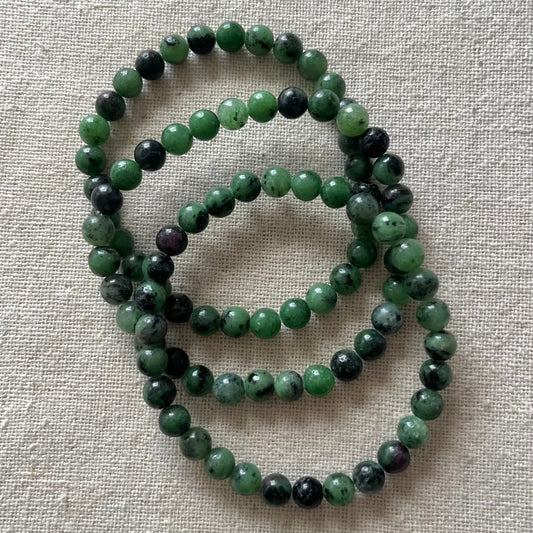 Ruby Zoisite 6mm Beaded Bracelet - Courage