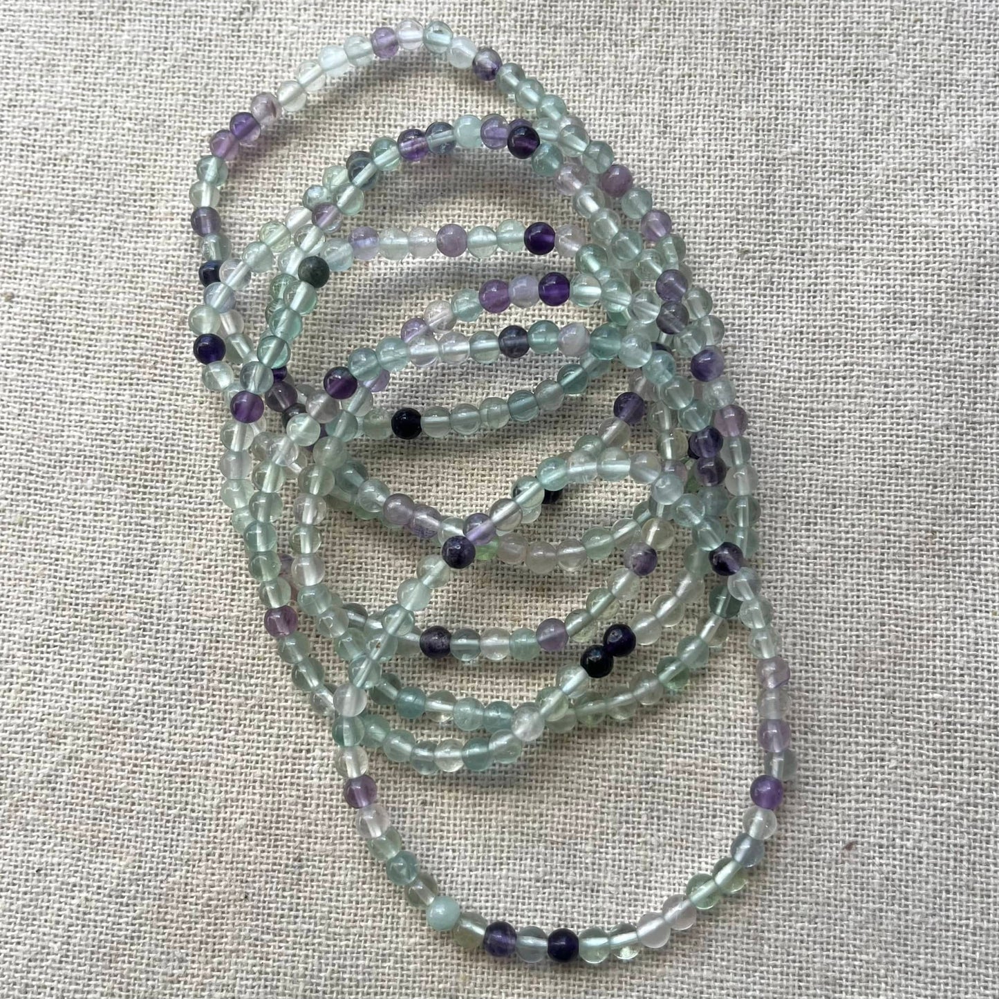 Rainbow Fluorite 4mm Beaded Bracelet - Clarity
