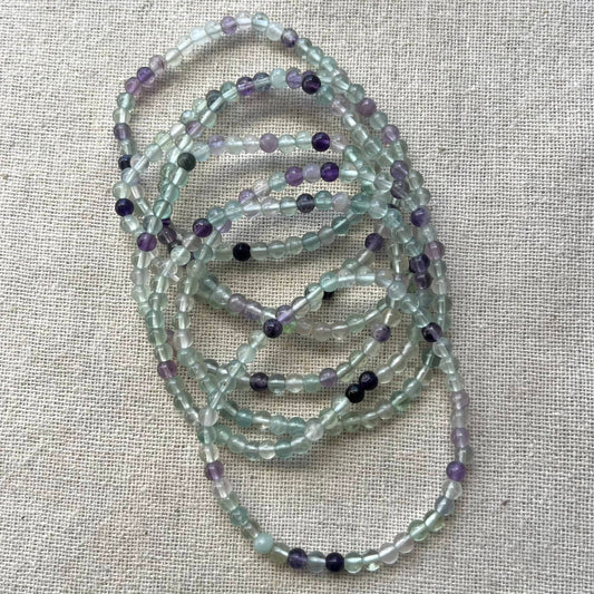 Rainbow Fluorite 4mm Beaded Bracelet - Clarity