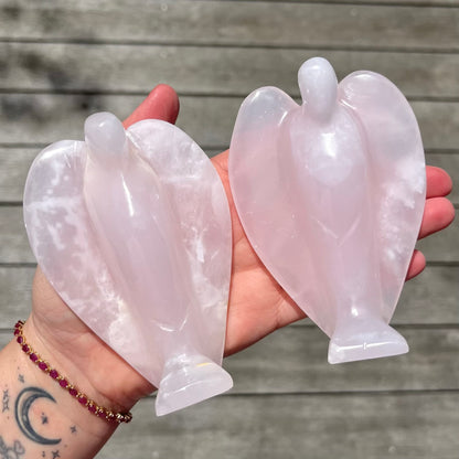 Pink Mangano Calcite Medium Angel Crystal - Love, Healing, Compassion