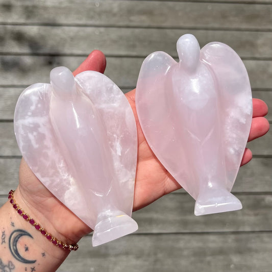 Pink Mangano Calcite Medium Angel Crystal - Love, Healing, Compassion