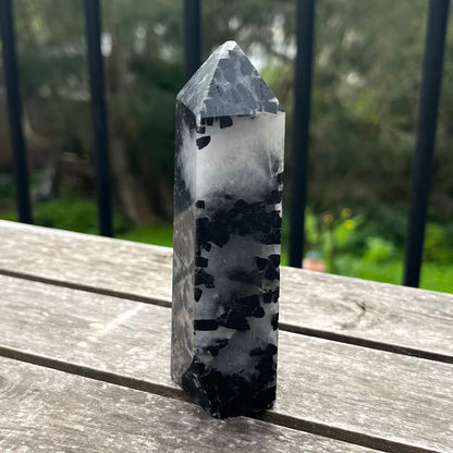 Tourmaline in Quartz Large Point Crystal - Grounding, Protective, Purifying