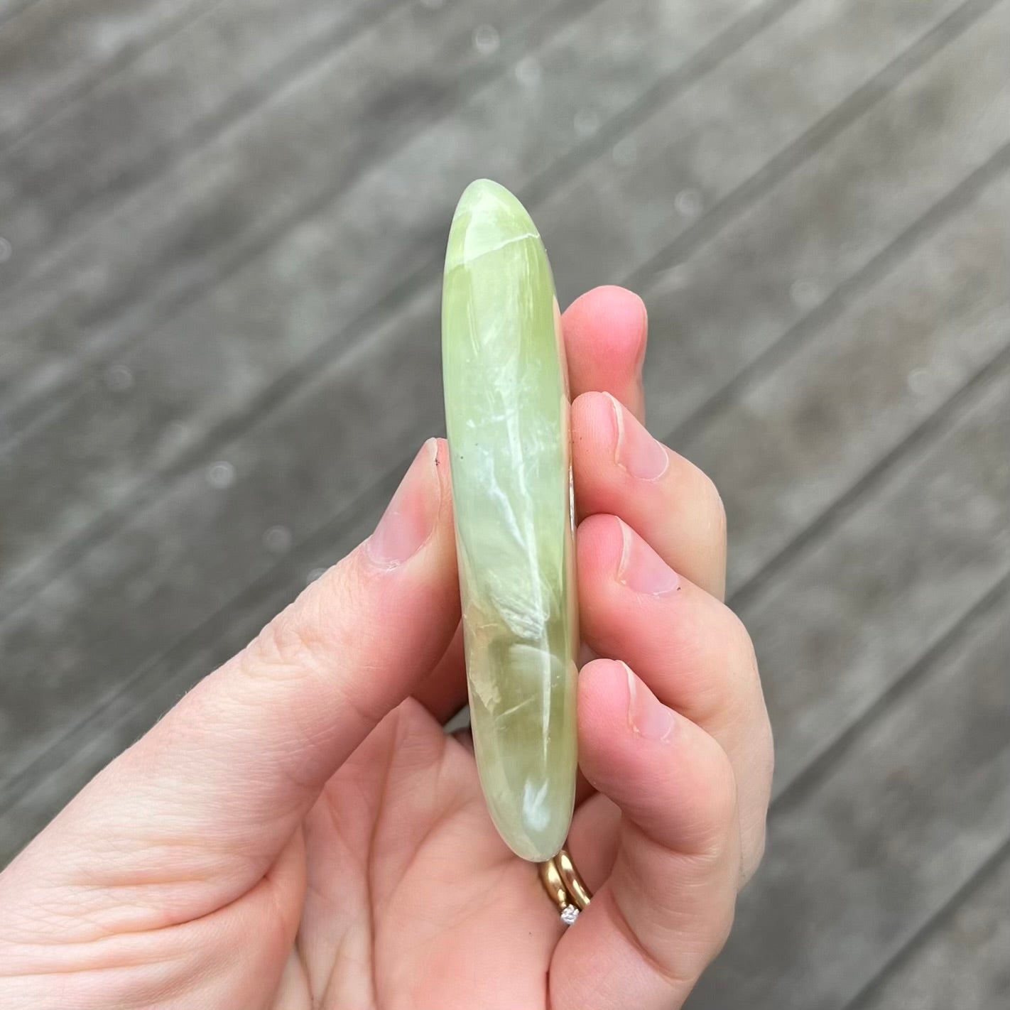 Prehnite Palm Stone Crystal - Protection, Emotional Healing
