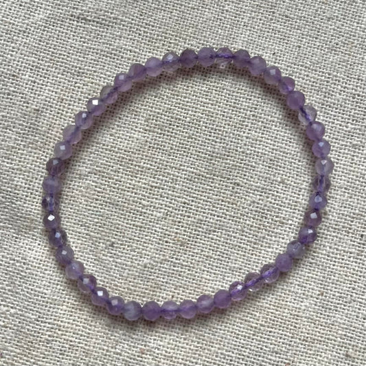 Lavender Amethyst 4mm Facet Beaded Bracelet - Serenity
