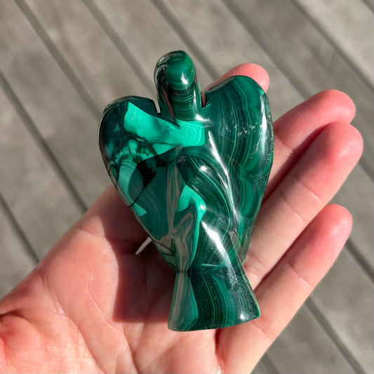 Malachite Medium Angel Crystal - Transformation, Protection, Healing