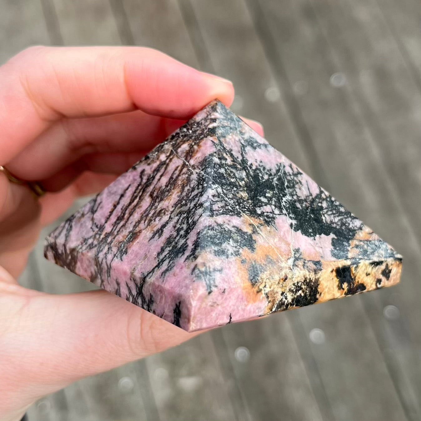 Rhodonite Medium Pyramid Crystal - Compassion, Love