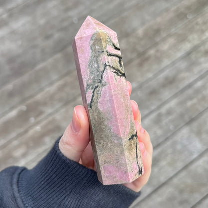 Rhodonite Point Crystal - Compassion, Love