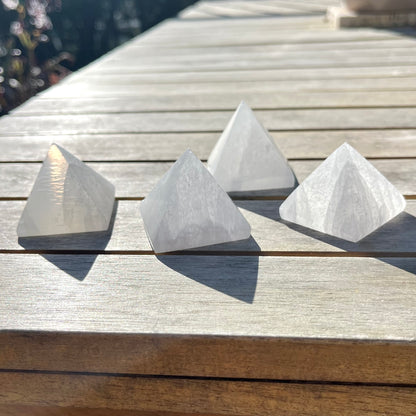 Selenite Small Pyramid Crystal - High Vibe, Protection, Spiritual Connection
