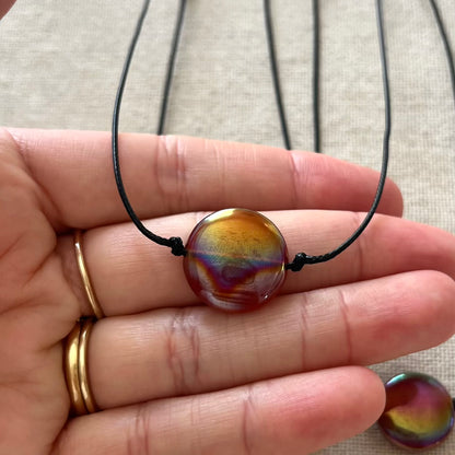 Circle Pendant - Aura Carnelian