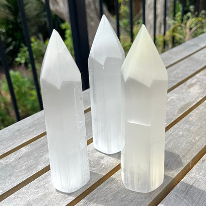 Selenite Large Point Crystal - High Vibe, Protection, Spiritual Connection