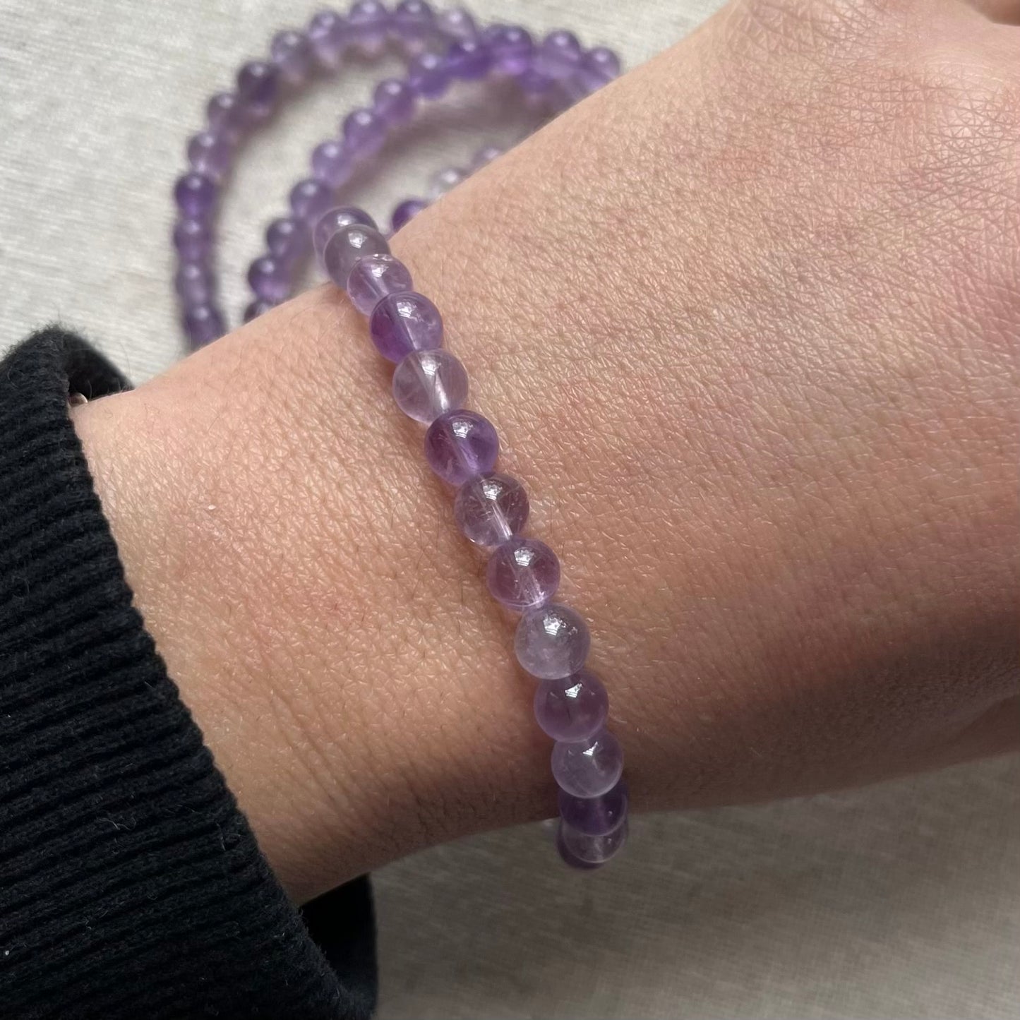 Lavender Amethyst 6mm Beaded Bracelet - Serenity