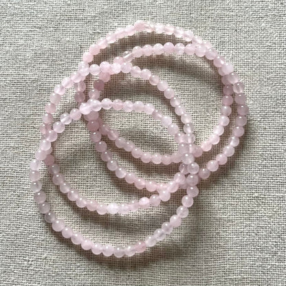 Rose Quartz 4mm Beaded Bracelet - Love
