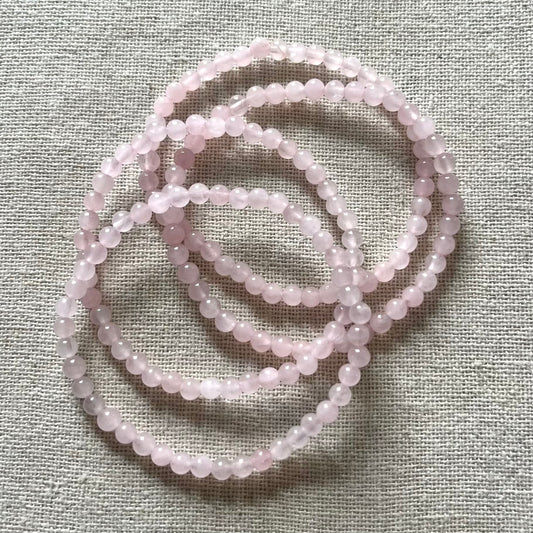 Rose Quartz 4mm Beaded Bracelet - Love
