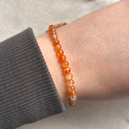 Carnelian 4mm Beaded Bracelet - Vitality