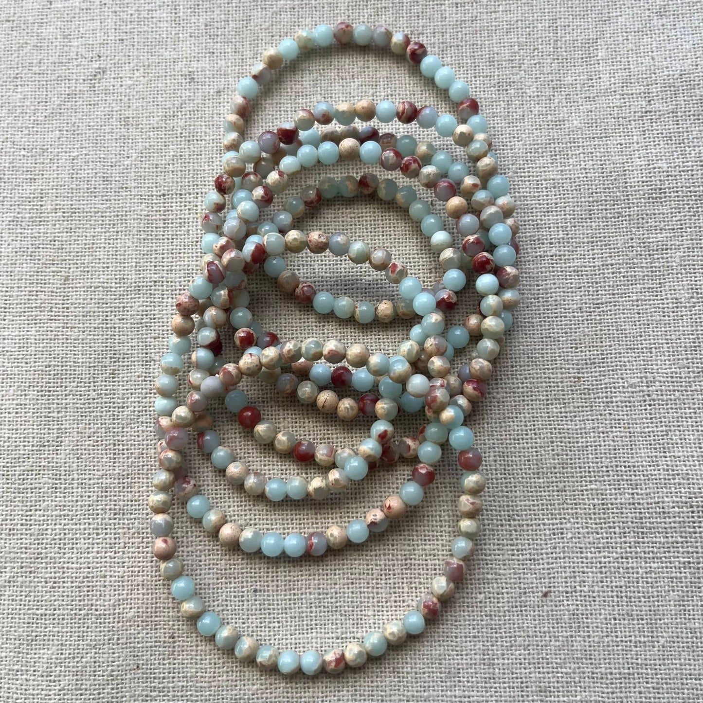 Blue Shoushan Stone 4mm Beaded Bracelet - Serenity