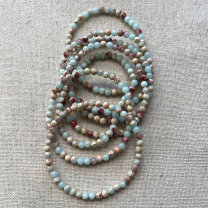 Blue Shoushan Stone 4mm Beaded Bracelet - Serenity
