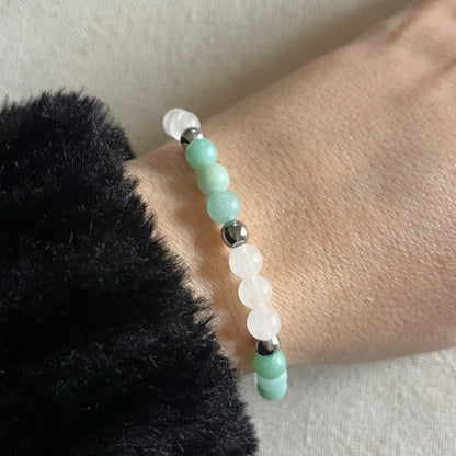 Peace & Grounding Bracelet - Amazonite, Jade & Hematite