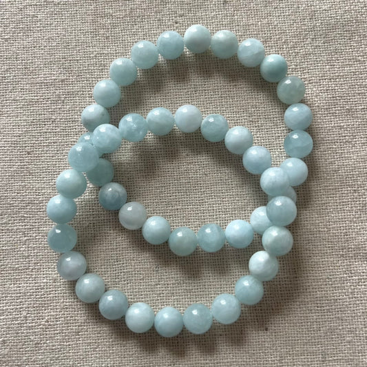 Aquamarine 8mm Beaded Bracelet - Calm