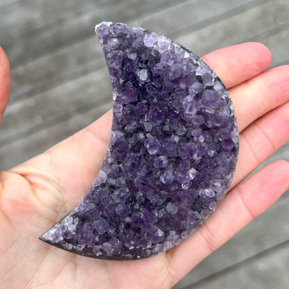 Amethyst Medium Moon Crystal - Calming, Protective, Balancing