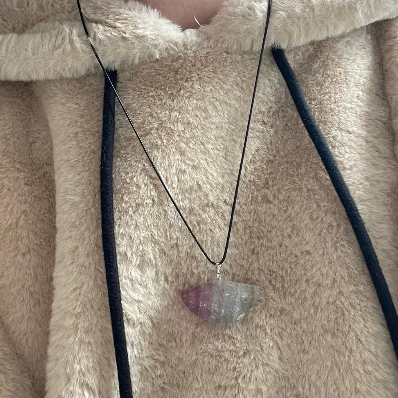 Fluorite Fan Pendant - ONE OF A KIND