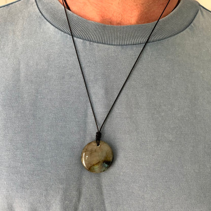 Labradorite Circle Pendant - ONE OF A KIND