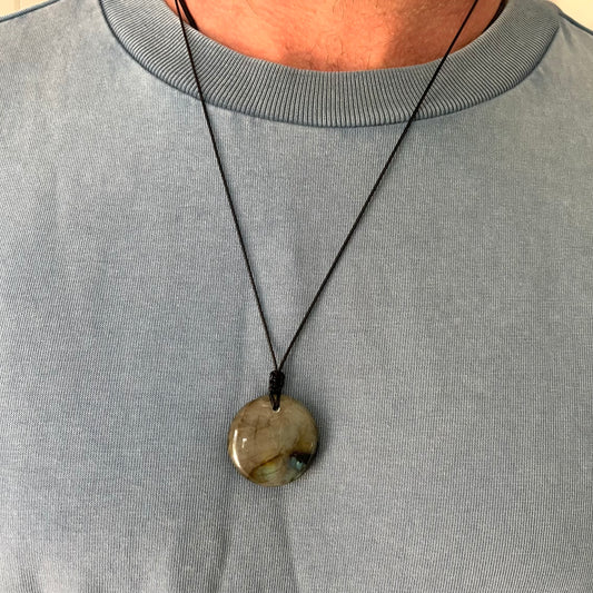 Labradorite Circle Pendant - ONE OF A KIND